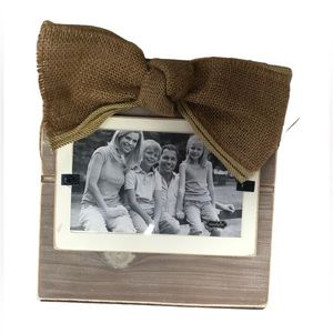 Mud Pie Wood Burlap Bow Rustic Picture Frame